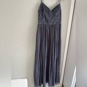 BHLDN grey/blue gown